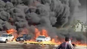 «البترول» تكشف أسباب حريق خط مازوت طريق الإسماعيلية.