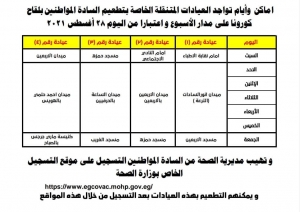 تقديم تطعيم الكورونا للمواطنين بالميادين العامه بالسويس من خلال العيادات المتنقلة .