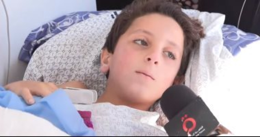 الطفل الفلسطينى المصاب يوجه الشكر للرئيس السيسى لاستجابته ونقله للعلاج بمصر