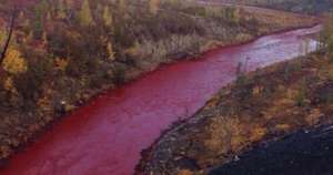 في روسيا نهر يتحول لونه للون الدماء والسبب ؟